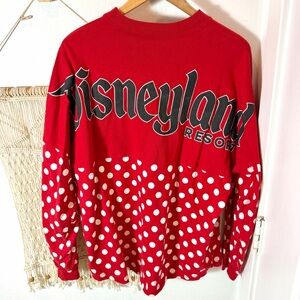 Disney Minnie Mouse Vintage Disneyland Red Polka Dot Long Sleeve Spirit Jersey M